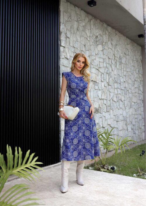 VESTIDO MIDI DE LILLA BORDADO