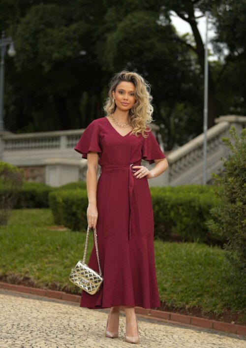 VESTIDO MAXI DE BERLIN C/FIVELA MEIA LUA