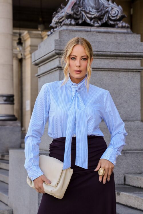 CAMISA DE TRICOLINE STRIPE COM LAÇO 2838627